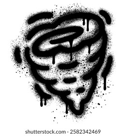 Tornado graffiti with black spray paint. vector illustration.