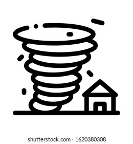Tornado House Icon Vector. Outline Tornado House Sign. Isolated Contour Symbol Illustration