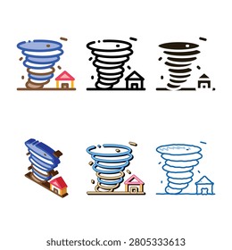 Tornado House Icon Vector. Outline Tornado House set Sign. Isolated Contour Symbol