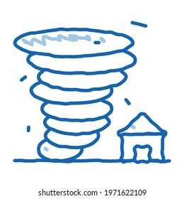 Tornado House sketch icon vector. Hand drawn blue doodle line art Tornado House isometric sign. isolated symbol illustration
