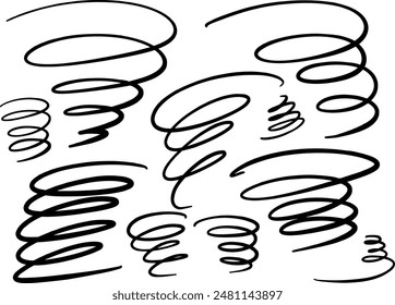 Tornado y huracán doodle set, Doodle huracán tormenta Vector de dibujos animados