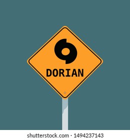 Tornado hurricane Dorian, emerging from the ocean. Ecological catastrophe and the sign of the catastrophe. Flat vector illustration