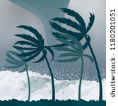 Tornado hurricane Florence, coming from the ocean. Huge waves on houses on the coast. Tropical disaster and a sign of catastrophe and warning. flat vector illustration