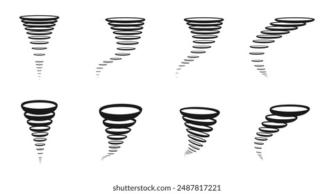 tornado or hurricane icon set vector illustration isolated on white background.