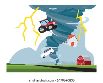 Tornado Hurricane Natural Disaster Illustration Tiny Stock Vector 