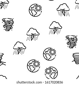 Tornado And Hurricane Seamless Pattern Vector Thin Line. Illustrations