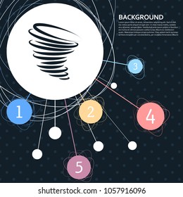 Tornado icon with the background to the point and with infographic style. Vector illustration