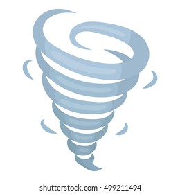 Tornado icon in cartoon style isolated on white background. Weather symbol stock vector illustration.