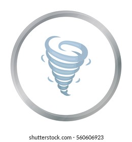 Tornado icon in cartoon style isolated on white background. Weather symbol stock vector illustration.