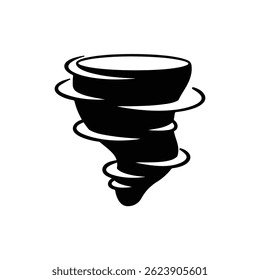 Tornado Icon Conical Shape with Swirl Lines Black Silhouette