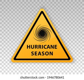 Tornado Icon. Cyclone Yellow Sign. Spiral Tornado. Blow Hurricane. Tropical Storm. Road Warning. Alert Symbol Isolated On Background. Vector Illustration