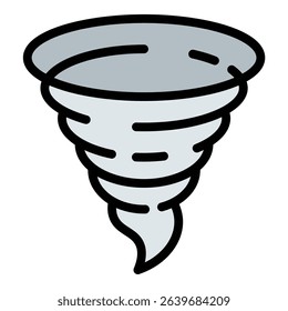 Tornado icon flat line style illustration representing extreme weather and natural disasters, suitable for emergency preparedness, meteorology, and climate-related projects