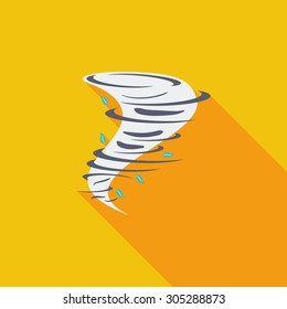 Tornado icon. Flat vector related icon with long shadow for web and mobile applications. It can be used as - logo, pictogram, icon, infographic element. Vector Illustration.