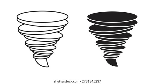 Icono de tornado con glifo y línea. iconos vectoriales negros para interfaz de usuario de Web