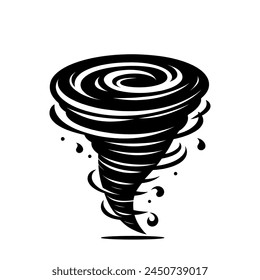 Tornado icon. Hurricane symbol. Black typhoon icon isolated on white background. Vector illustration