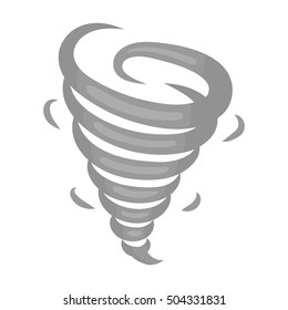 Tornado icon in monochrome style isolated on white background. Weather symbol stock vector illustration.