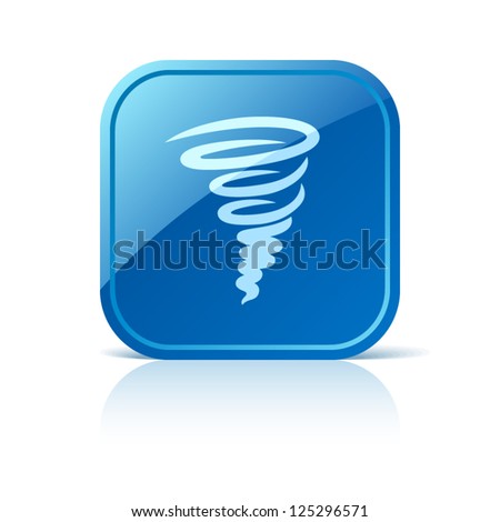 Tornado icon on blue square button