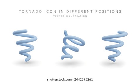 Tornado icon in realistic style. Giant spiral, bad weather, threat to life