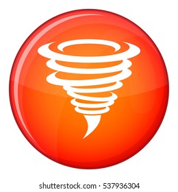 Tornado icon in red circle isolated on white background vector illustration