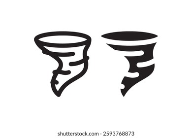 Tornado Icon Set in Black and White Vector