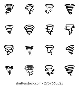 Tornado Icon Set Storm, Hurricane, Cyclone Vector Collection