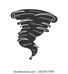 Tornado-Symbol Silhouette Illustration. Cyclone Vector Grafik Piktogramm Symbol Clip Art. Doodle Sketch Black Sign.