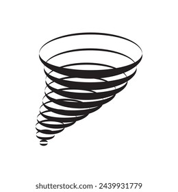 Tornado-Symbol, Wirbelwind-Symbol, Sturm-Wirbel-Zeichen, Tornado-Silhouette, Wirbelwind-Wirbel-Symbol, Zyklon Minimale Vektor-Illustration