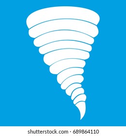 Tornado icon white isolated on blue background vector illustration