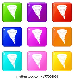 Tornado icons of 9 color set isolated vector illustration