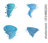 Tornado icons set cartoon vector. Natural disaster, hurricane or storm. Bad weather, cataclysm