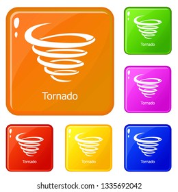 Tornado icons set collection vector 6 color isolated on white background