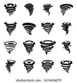 Tornado icons set. Simple set of tornado vector icons for web design on white background