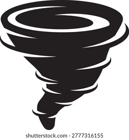 Tornado illustration with swirling winds and a funnel cloud formation