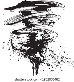 tornado. ink splash. hand drawn illustrations.