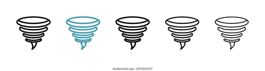 Tornado line icon set. Spiral typhoon twister vector icon. Wind cyclone sign for UI designs.