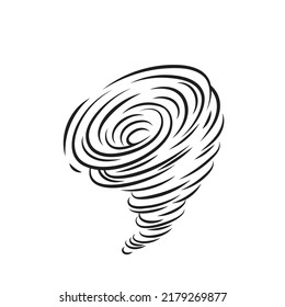 Tornado line icon. Spiral whirlwind and hurricane with speed whirl and funnel, danger wind symbol of storm weather and extreme tornado disaster in nature, speed cyclone vector illustration.