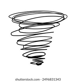 Tornado line vector illustration. extreme tornado doodle. sketchy cyclone sketch line hand drawing