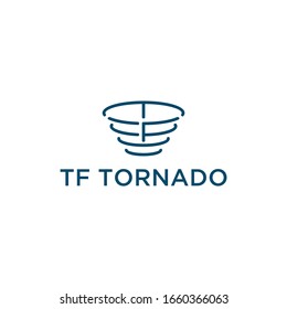 Tornado logo with abstract TF letter concept and line design