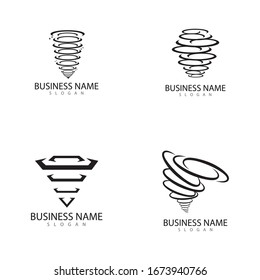 Logo de Tornado e icono de tormenta diseño vectorial