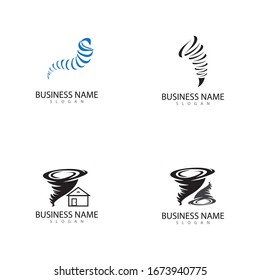 Logo de Tornado e icono de tormenta diseño vectorial