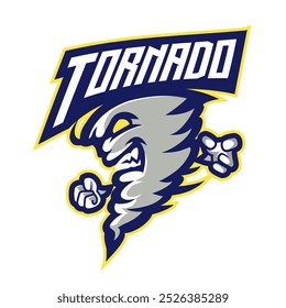 Tornado mascote logotipo design vetor com moderno conceito de ilustração estilo para distintivo