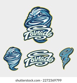 Tornado Mascot Logo mit Swirl, Logotype und Monogram