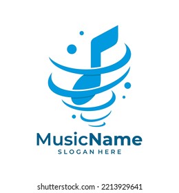 Tornado Music Logo Vector. Music Tornado logo design template