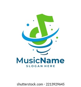 Tornado Music Logo Vector. Music Tornado logo design template