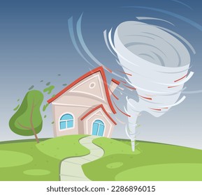 Tornado. natural disaster background. Vector cartoon illustration