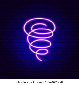 Tornado Neon Sign. Vector Illustration of Weather Promotion.