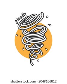 Tornado noodle, pasta, ramen doodle vector design