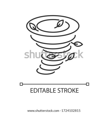Tornado pixel perfect linear icon. Natural disaster, dangerous phenomenon thin line customizable illustration. Contour symbol. Strong whirlwind vector isolated outline drawing. Editable stroke