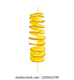 Tornado potato on stick icon. Fried salt chips fast food. Popular korean street food. Vector illustration.