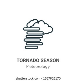 Tornado season outline vector icon. Thin line black tornado season icon, flat vector simple element illustration from editable meteorology concept isolated on white background